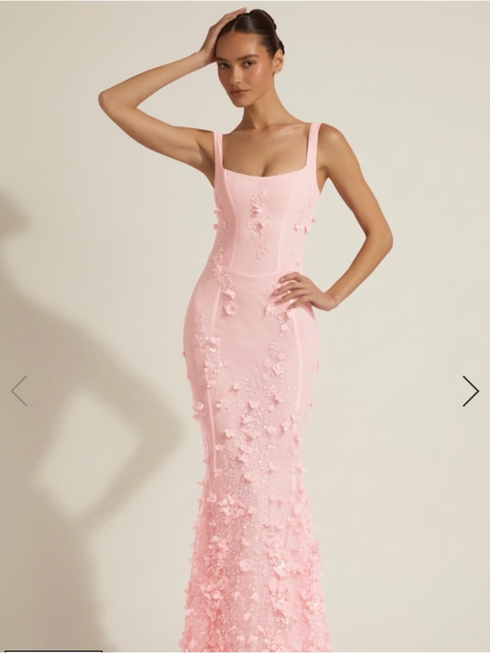 NWT OHPOLLY VASANTA PINK Embellished Appliqué SoftScoop Corset Maxi Dress/GOWN